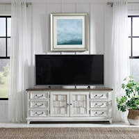 Farmhouse 6-Drawer 75-Inch Entertainment Console with Shingle Accents