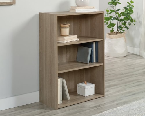Transitional 3-Shelf Bookcase with Adjustable Shelves