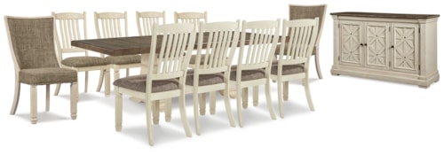 Dining Extension Table,10 Chairs And Server