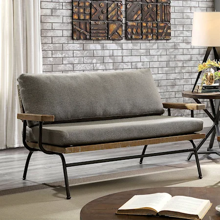 Industrial Style Loveseat with Metal Frame