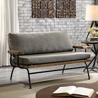 Industrial Style Loveseat with Metal Frame