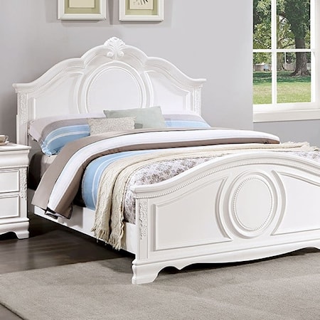 Transitional Twin Bed with Wood Carved Details