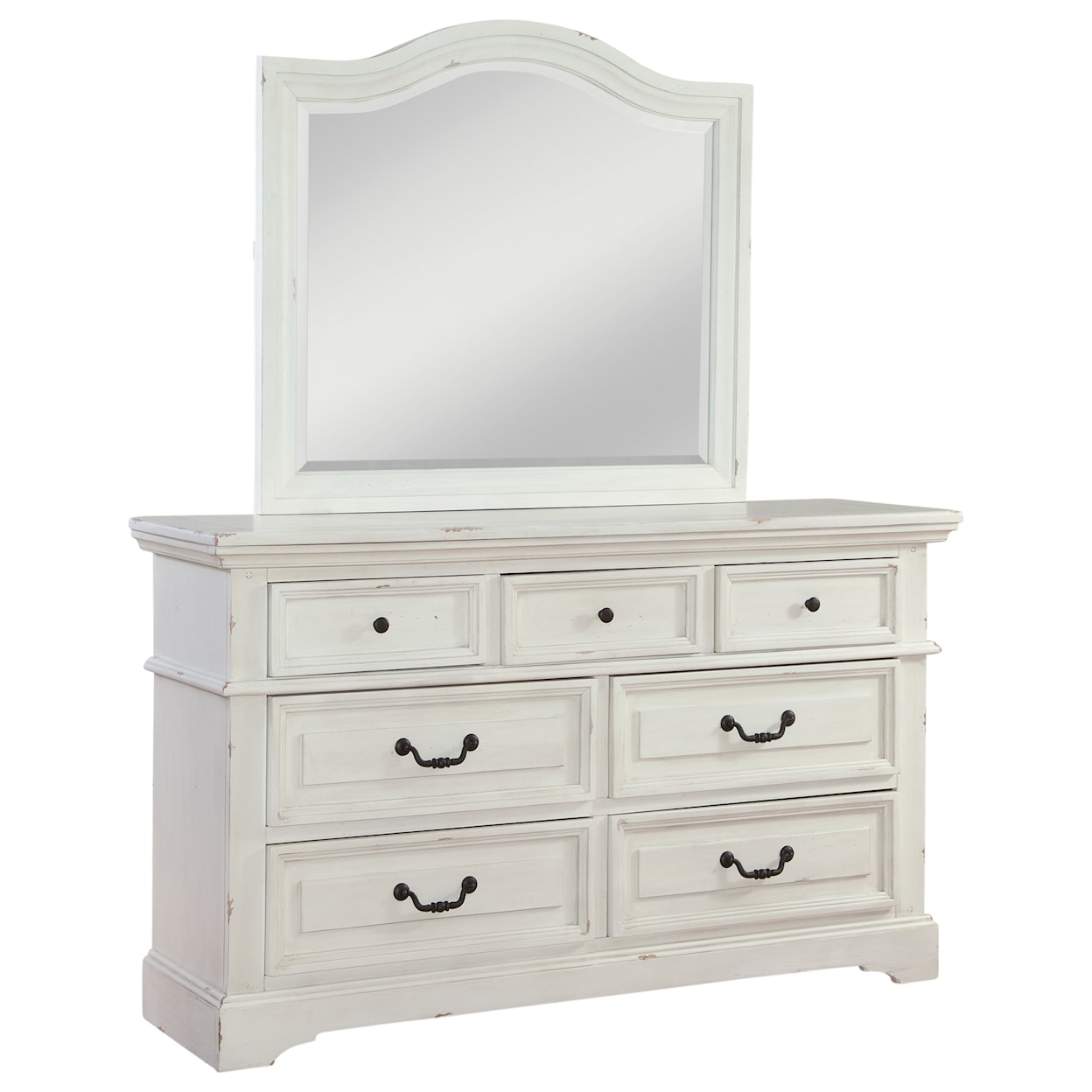 American Woodcrafters Stonebrook Dresser and Mirror Set