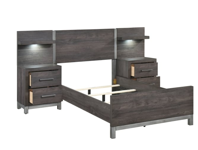 Homelegance Zephyr Twin Panel Wall with Two Nightstands