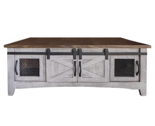 Rustic 8-Door Cocktail Table with Metallic Catches