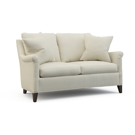 Transitional Loveseat with Tapered Legs