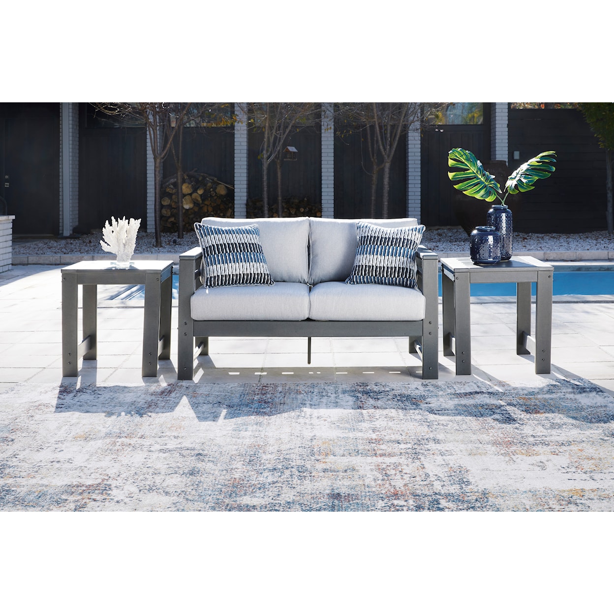 Signature Design by Ashley Amora Outdoor Loveseat with Cushion