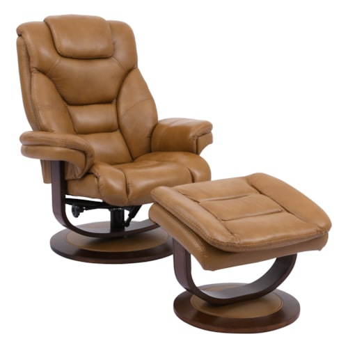 Contemporary Manual Reclining Swivel Chair and Ottoman