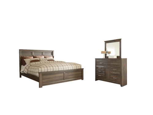 Queen Panel Bed, Dresser And Mirror