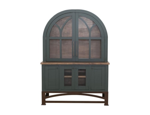 Transitional Vintage 6-Door China Cabinet with Hutch