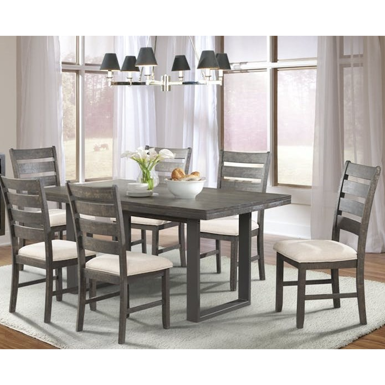 Elements International Sawyer Dining Set with Six Chairs