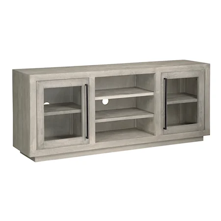 Gray Wash Finish Accent Cabinet with Glass Doors