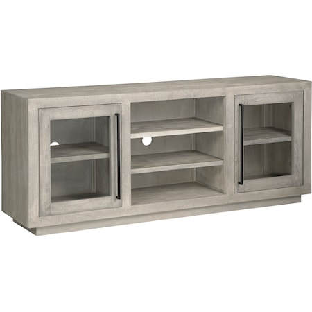 Gray Wash Finish Accent Cabinet with Glass Doors