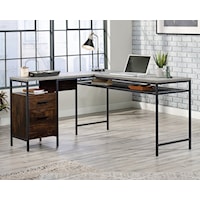 Industrial L-Shaped Desk with File Cabinet