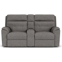 Casual Power Recliner Loveseat with Console and Tufted Back