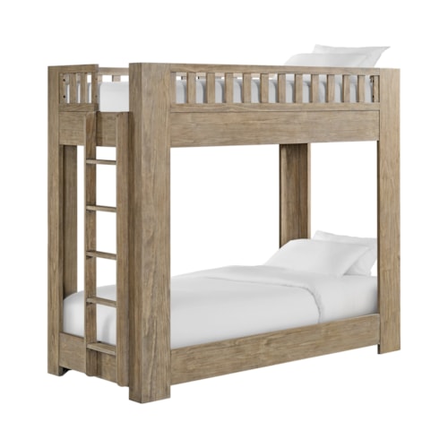 Rustic Twin-Over-Twin Bunk Bed with Ladder