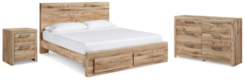 King Panel Storage Bed With Dresser And Nightstand