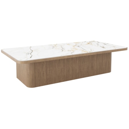 68" Rect. Porcelain-Top Fluted Coffee Table