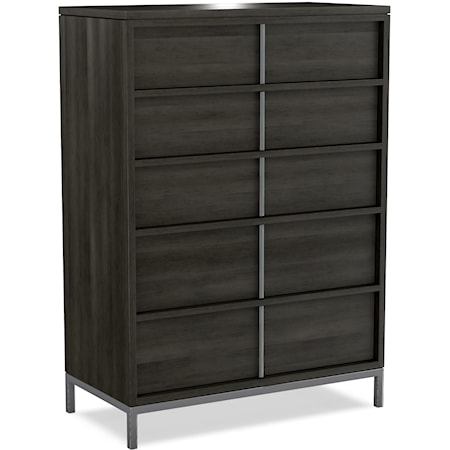 Contemporary 5-Drawer Chest with Metal Base
