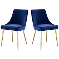 Performance Velvet Dining Chairs - Gold/Navy - Set of 2