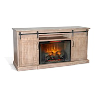 78" Barn Door Media Console With Electric Fireplace