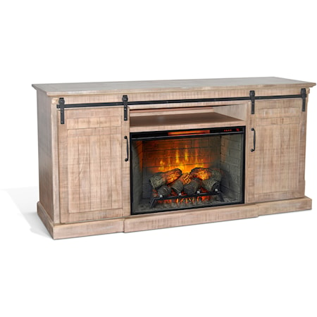 78" Barn Door Media Console With Electric Fireplace