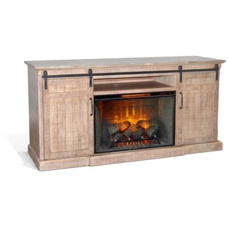 78" Barn Door Media Console w/ Fireplace