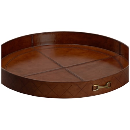 Leather Round Tray With Metal
