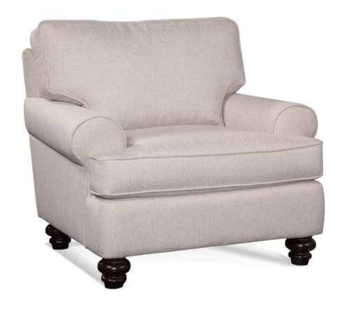 Transitional Upholstered Accent Chair with Turned Wood Feet