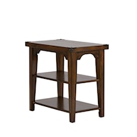 Industrial Chairside End Table with 2 Shelves