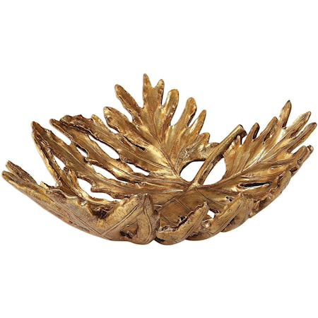 Oak Leaf Metallic Gold Bowl