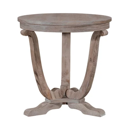 Transitional Round End Table with Flat Pedestal Base