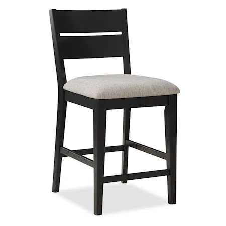 Contemporary Counter-Height Dining Stool with Upholstered Seat