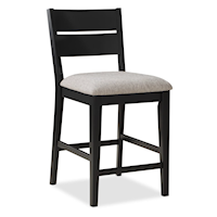 Contemporary Counter-Height Dining Stool with Upholstered Seat