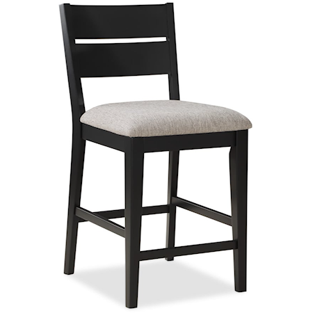 Contemporary Counter-Height Dining Stool with Upholstered Seat