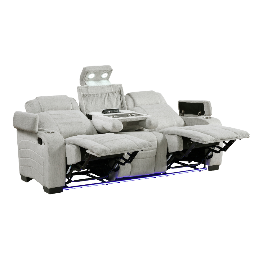 Dual Manual Reclining Sofa with LED Lights