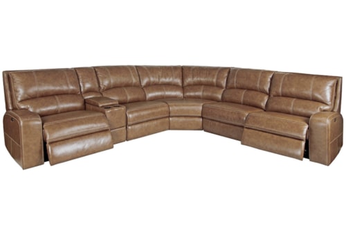 Casual 6-Piece Power Reclining Sectional Sofa with Power Headrests