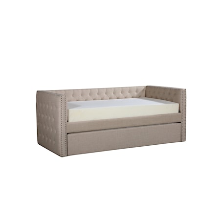 Trina Transitional Daybed with Nailhead Trim and Trundle