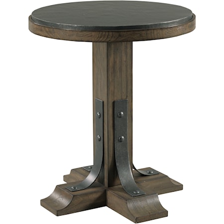 Connor Round Accent Table with Adjustable Height and Metal Top