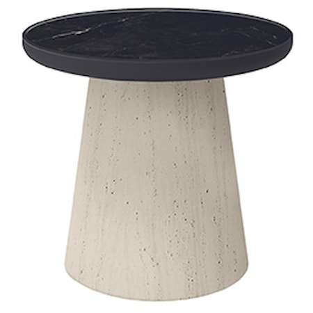 20" Rd. Faux-Stone Pedestal End Table