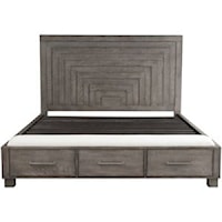 Contemporary Queen Storage Bed with 2 Footboard-Drawers
