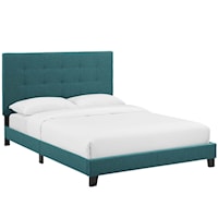 Full Tufted Button Upholstered Fabric Platform Bed