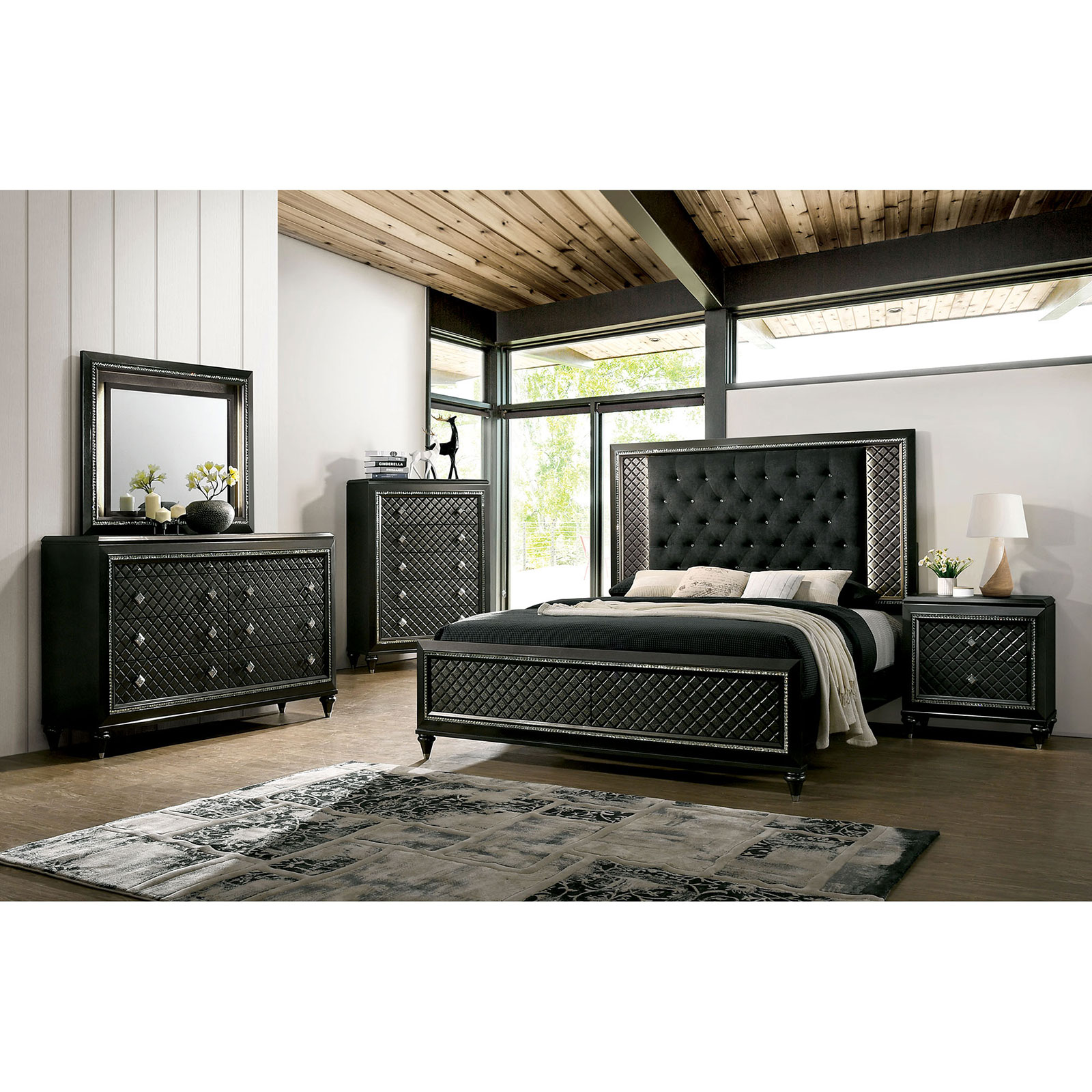 Furniture Of America Demetria CM7584Q-5PC-2NS 5 Pc. Queen Bedroom Set W ...