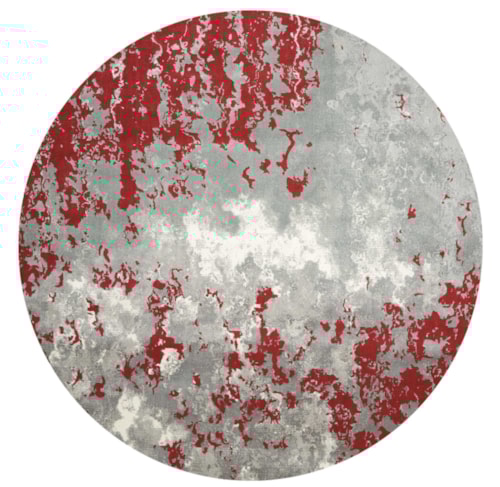 8'  Grey/Red Round Rug