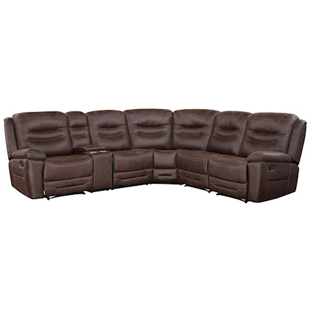 Casual 6-Piece Manual Reclining Sectional with Cup Holders