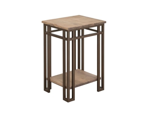Industrial Chairside Table with Bottom Shelf