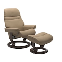 Large Reclining Chair & Ottoman with Classic Base