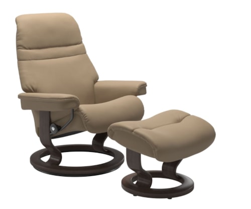 Large Reclining Chair & Ottoman with Classic Base