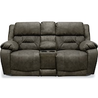 Casual Power Reclining Loveseat with Console & Cup Holders