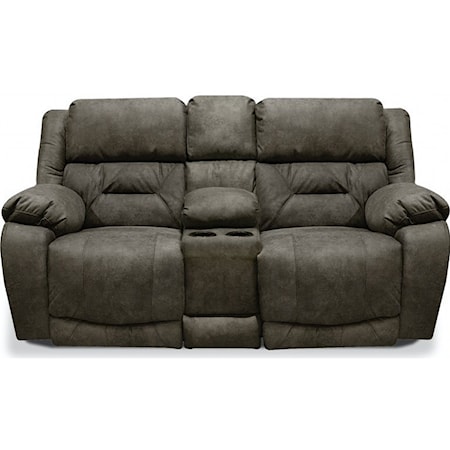 Casual Power Reclining Loveseat with Console & Cup Holders